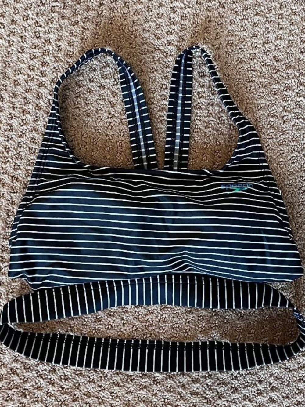 Speedo Endurance Lite S Small striped black & white swim bikini (top only)